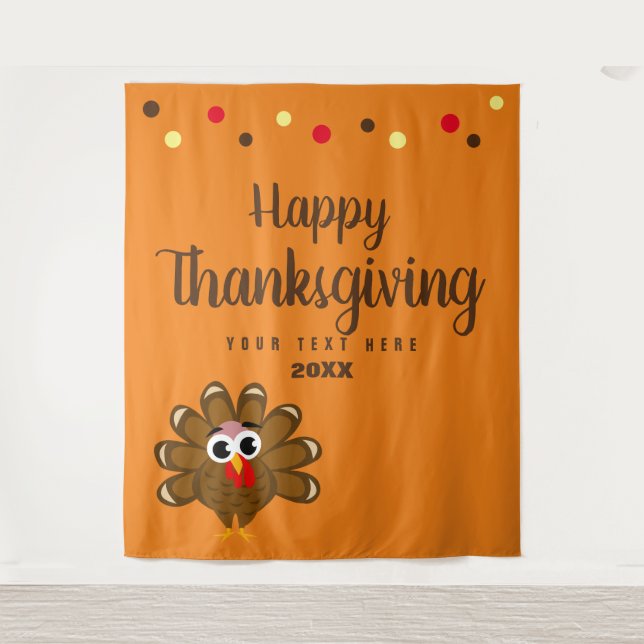 Happy Thanksgiving party family photo backdrop Tapestry (Front)