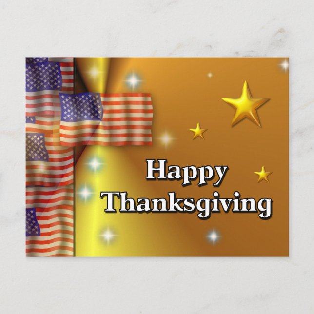 Happy Thanksgiving Patriotic Holiday Postcard (Front)