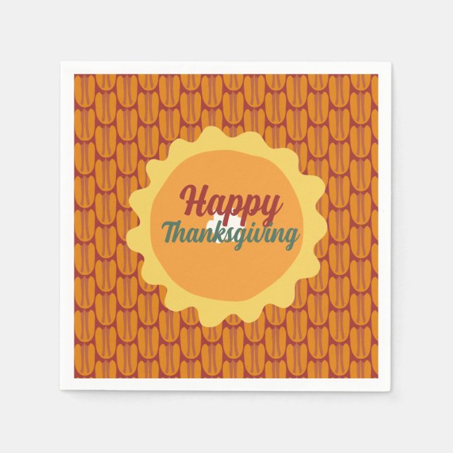 happy thanksgiving pecan pattern napkin (Front)