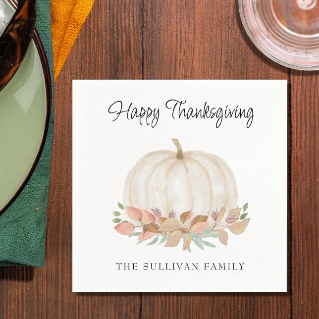 Happy Thanksgiving Personalised Pumpkin Napkin (Creator Uploaded)