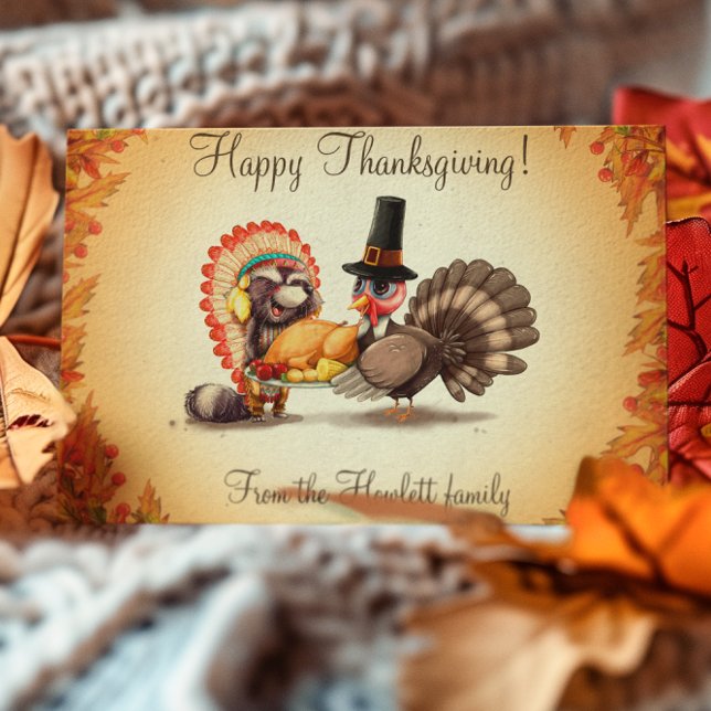 Happy Thanksgiving Personalised Turkey Animal Postcard (Creator Uploaded)