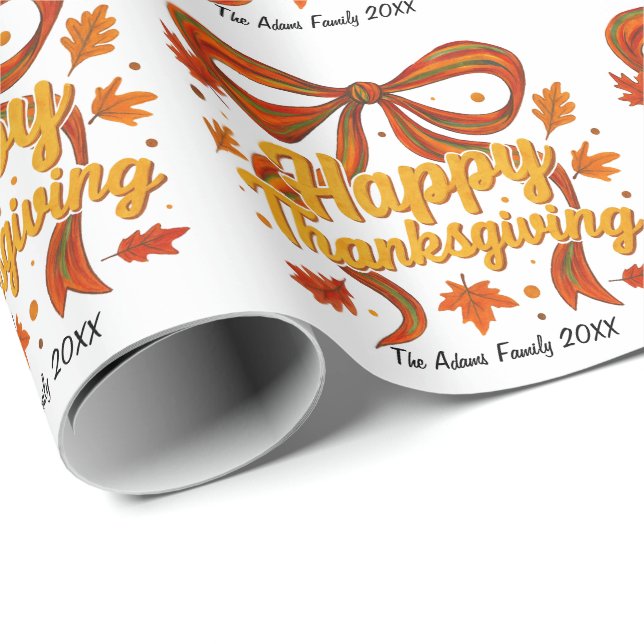 Happy Thanksgiving personalized gift tag Wrapping Paper (Roll Corner)