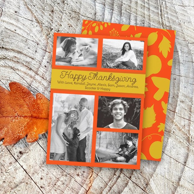 Happy Thanksgiving Photo Collage Greeting Card (Creator Uploaded)