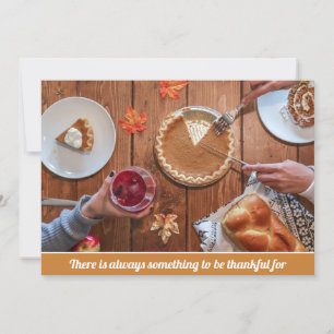 Happy Thanksgiving Pie Wine Funny Typography Flat Holiday Card