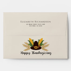Happy Thanksgiving Pilgrim Hat Envelopes