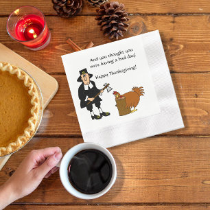 Happy Thanksgiving Pilgrim n Turkey Napkin