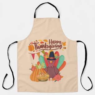 HAPPY THANKSGIVING PILGRIM TURKEY  APRON