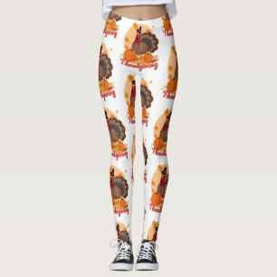 happy thanksgiving pilgrim turkey leggings