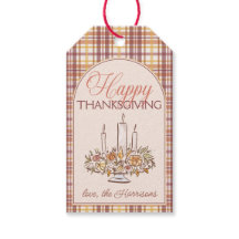 Happy Thanksgiving Plaid Gift Tag