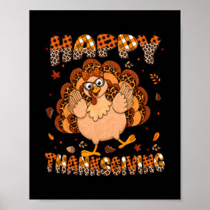 Happy Thanksgiving Plaid Leoprad Turkey Gles Women Poster