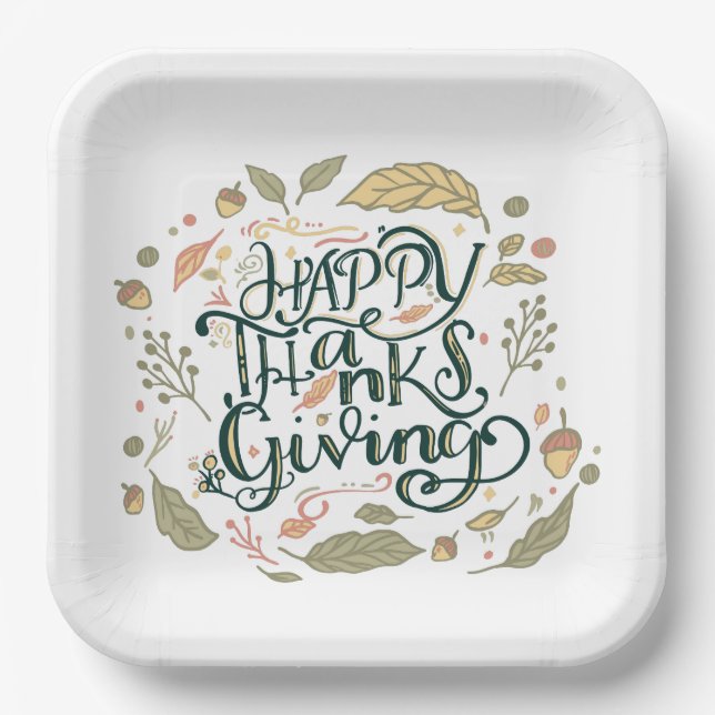 Happy Thanksgiving plates (Front)