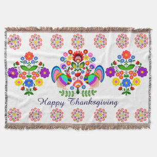 Happy Thanksgiving. Polish design flowers. Throw Blanket