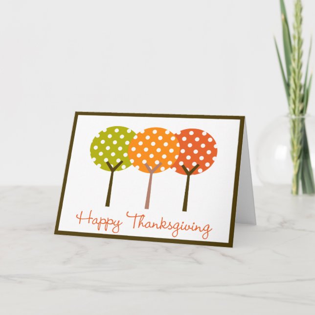 Happy Thanksgiving Polka Tree Folded Card (Front)