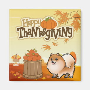 Happy Thanksgiving Pomeranian Magnet