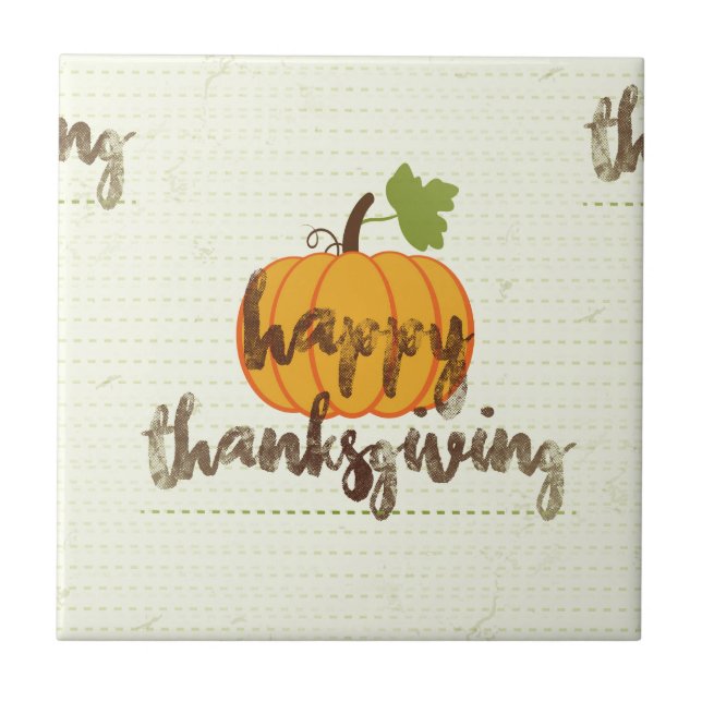 Happy Thanksgiving pumpkin Ceramic Tile (Front)