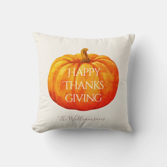 Happy Thanksgiving Pumpkin  Cushion (Front)