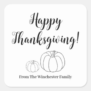 Happy Thanksgiving pumpkin custom script cute Square Sticker