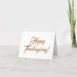 Happy Thanksgiving pumpkin custom script elegant Thank You Card