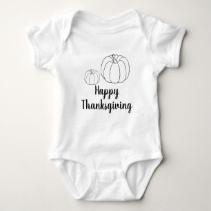 Happy Thanksgiving pumpkin custom text cute Baby Bodysuit