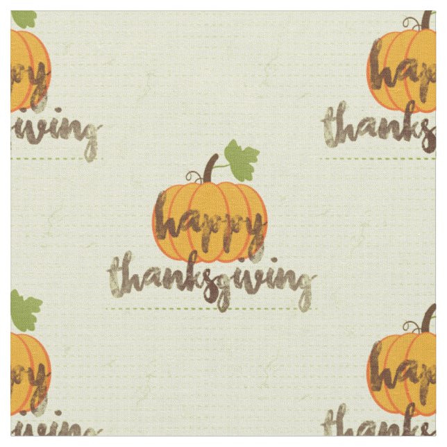 Happy Thanksgiving pumpkin fabric (Close Up)