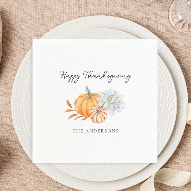 Happy Thanksgiving Pumpkin Fall Elegant Decor Napkin (Creator Uploaded)