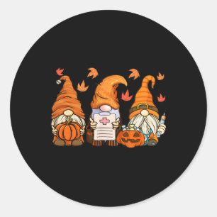 Happy Thanksgiving Pumpkin Fall Halloween Nurses G Classic Round Sticker