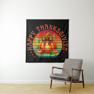 Happy thanksgiving pumpkin fall season autumn tapestry
