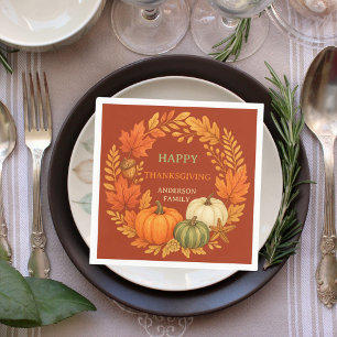 Happy Thanksgiving pumpkin fall terracotta Napkin