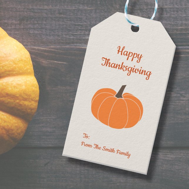 Happy Thanksgiving Pumpkin Gift Tag (Pumpkin Gift Tag)