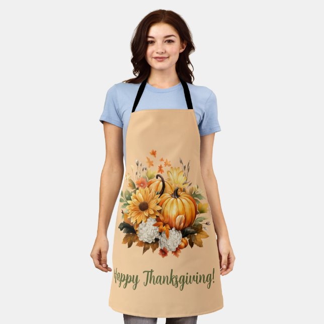 Happy Thanksgiving Pumpkin Harvest Design Apron (Worn)