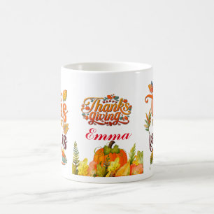 Happy Thanksgiving Pumpkin Leaves Fall Festival Coffee Mug