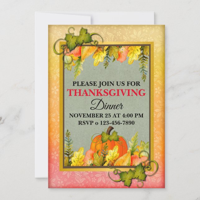 Happy Thanksgiving Pumpkin Leaves Fall Festival Holiday Card (Front)