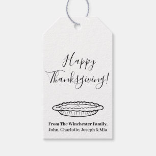 Happy Thanksgiving pumpkin pie custom script cute Gift Tags