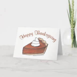 Happy Thanksgiving Pumpkin Pie Slice Whipped Cream Holiday Card