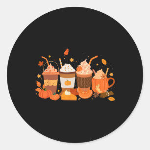 Happy Thanksgiving Pumpkin Spice Latte Coffee Men Classic Round Sticker