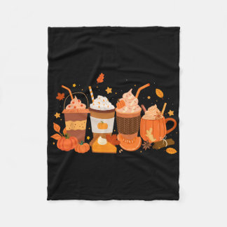 Happy Thanksgiving Pumpkin Spice Latte Coffee Men Fleece Blanket