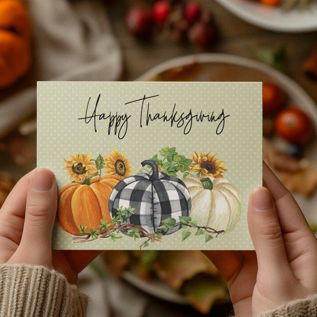 Happy Thanksgiving Pumpkin Sunflower Postcard (Creator Uploaded)