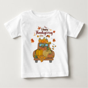 Happy Thanksgiving Pumpkin Truck Cosy Autumn Baby T-Shirt