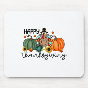 Happy Thanksgiving Pumpkin Turkey Matching Shirts Mouse Pad