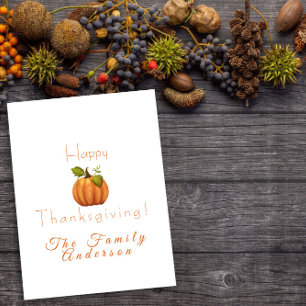 Happy thanksgiving pumpkin watercolor  card