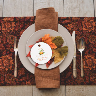 Happy thanksgiving pumpkin watercolor Favour Tags