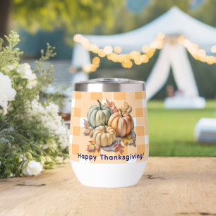 Happy Thanksgiving Pumpkins & Autumn Leaves