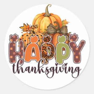 Happy Thanksgiving Pumpkins Classic Round Sticker