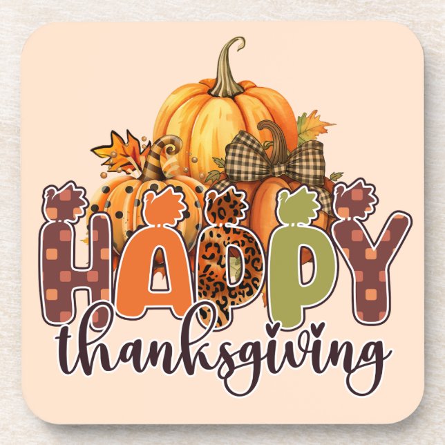 Happy Thanksgiving Pumpkins Coaster (Front)