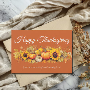Happy Thanksgiving Pumpkins Custom Orange Business Holiday Card