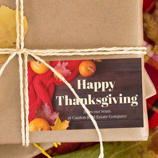 Happy Thanksgiving Pumpkins Customised Business Rectangular Sticker (Creator Uploaded)