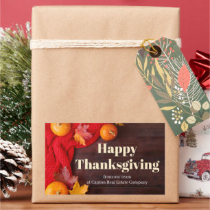 Happy Thanksgiving Pumpkins Customized Business Rectangular Sticker