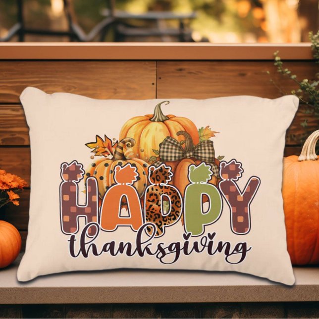 Happy Thanksgiving Pumpkins Decorative Cushion (Creator Uploaded)