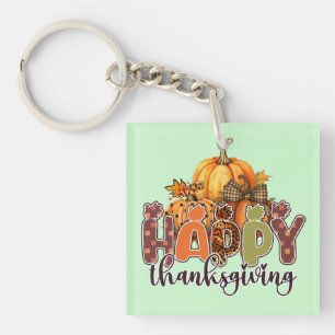 Happy Thanksgiving Pumpkins Key Ring