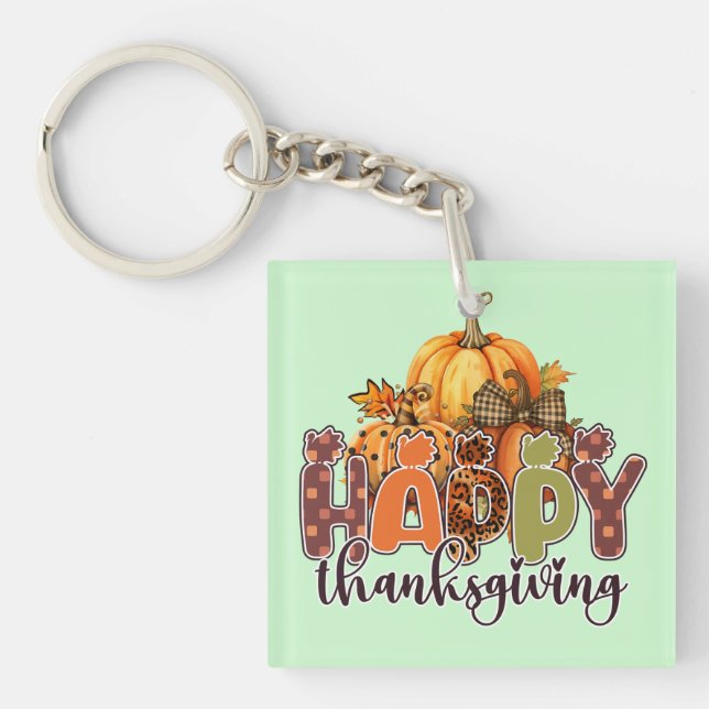 Happy Thanksgiving Pumpkins Key Ring (Front)